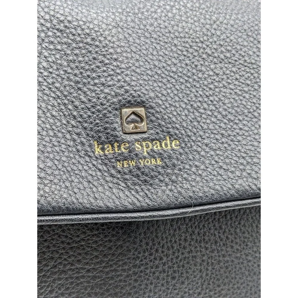 KATE SPADE NY genuine pebbled leather medium backpack- BLACK